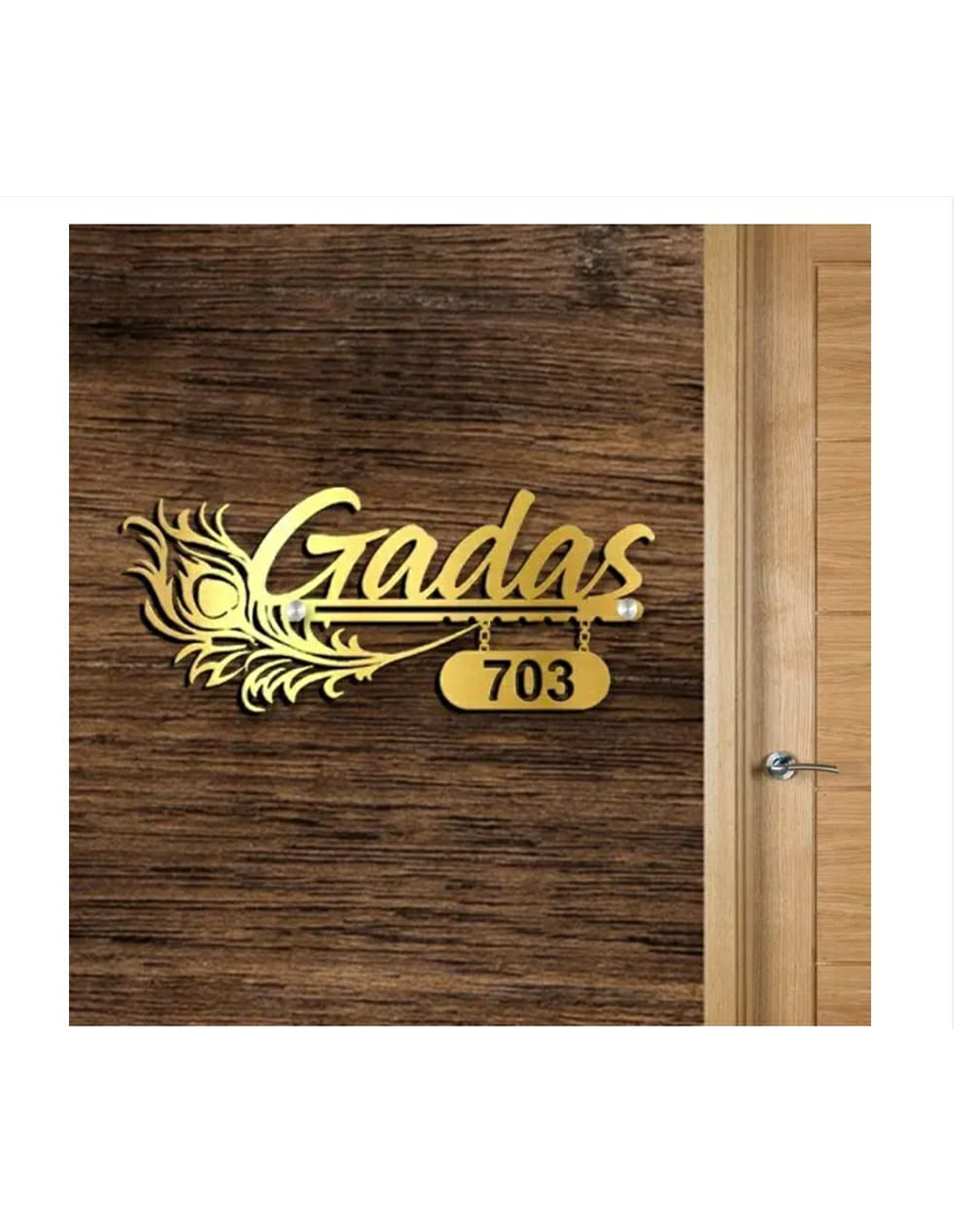 Riddhi Siddhi Art Creations - Mirror Finish Copper & Black Nameplate